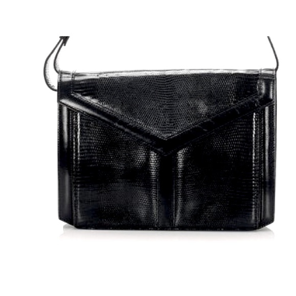 Yves Saint Laurent Icon YSL Black Lizard Leather Shoulder Bag